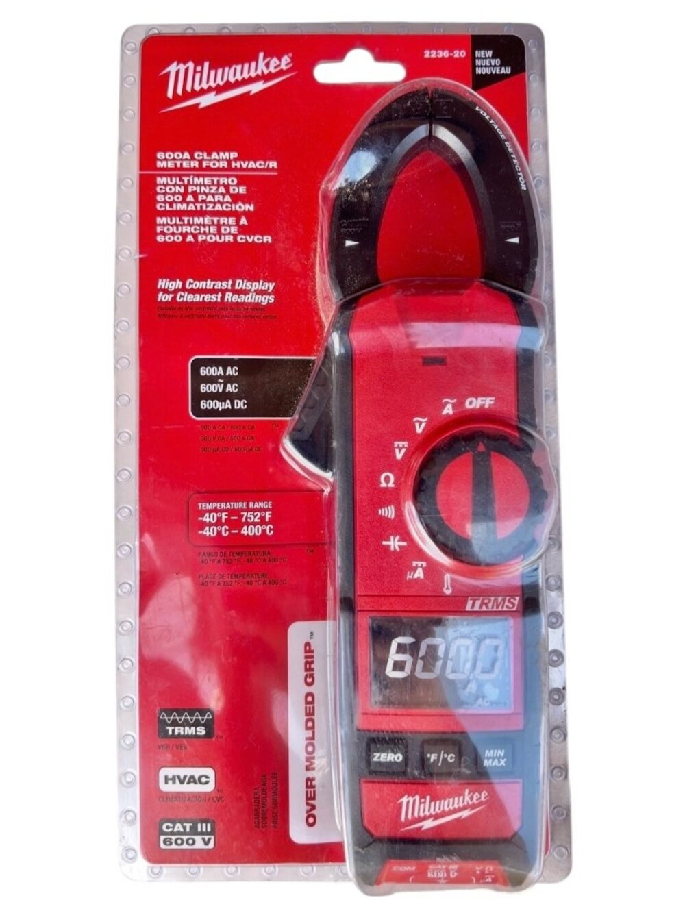 Milwaukee 2236-20 600A HVAC/R Clamp Meter With High Contrast Display Tool